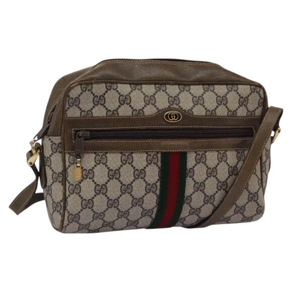 GUCCI GG Supreme Web Sherry Line Shoulder Bag Pvc Beige Green Red - Picture 1 of 16